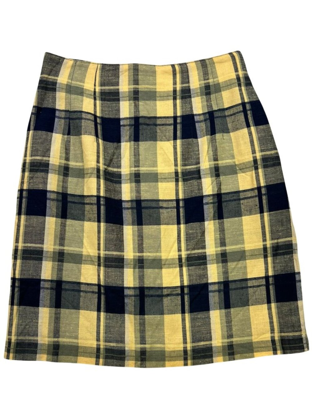 Best American Clothing Co. Juniors Linen A-Line Skirt Size 7/8 Yellow BlackPlaid